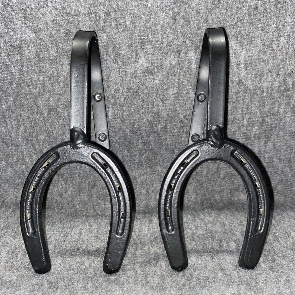 2 PONY Horseshoe‎ Metal Wall Hook Decor Hanger Rustic Horse Farmhouse Equestrian